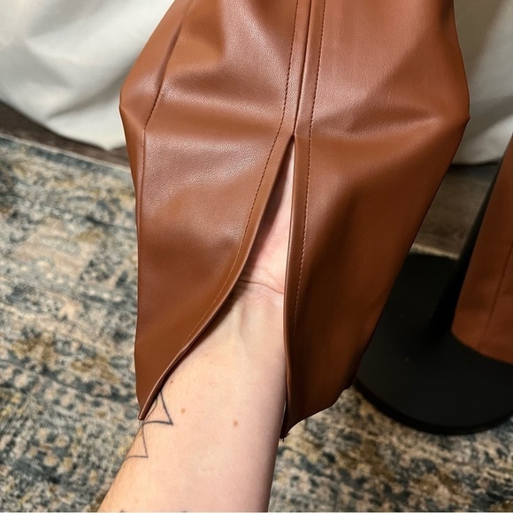 Jason Wu Vegan Leather Cognac Skinny Pants Large - Picture 6 of 10